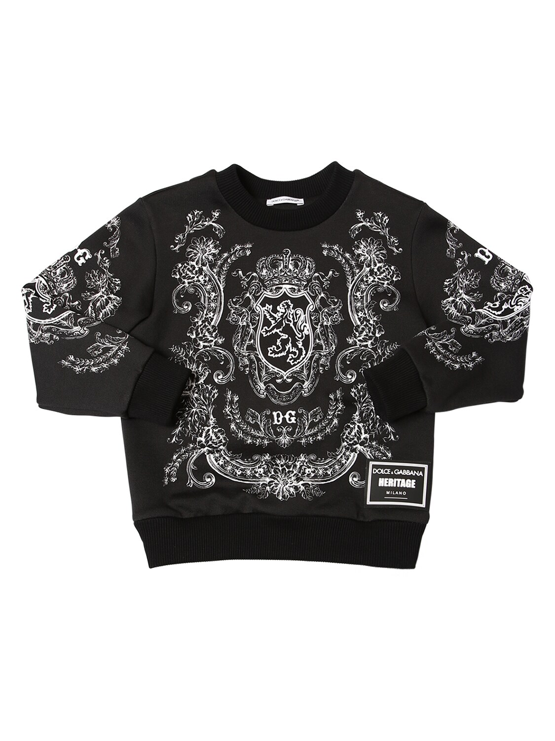 Dolce & Gabbana Kids' Printed Cotton Sweatshirt In Black