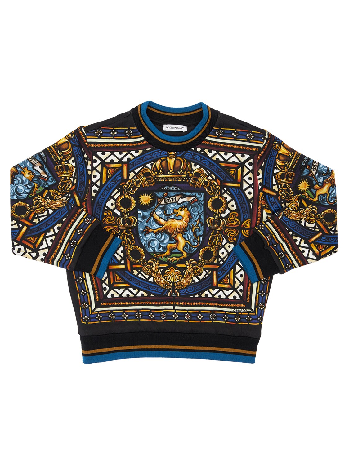 Dolce & Gabbana Kids' Lion Printed Cotton Sweatshirt In Multicolor