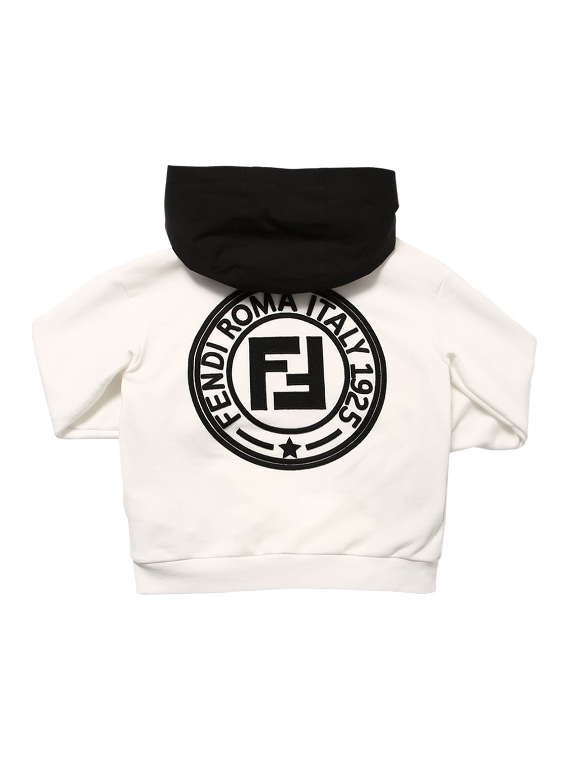 Fendi Kids' Cotton Sweatshirt W/ Nylon Hood In White