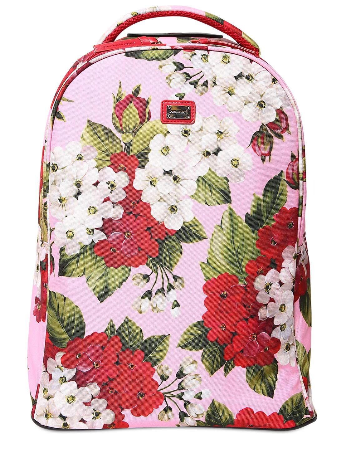Dolce & Gabbana Kids' Printed Nylon Canvas Rolling Backpack In Pink