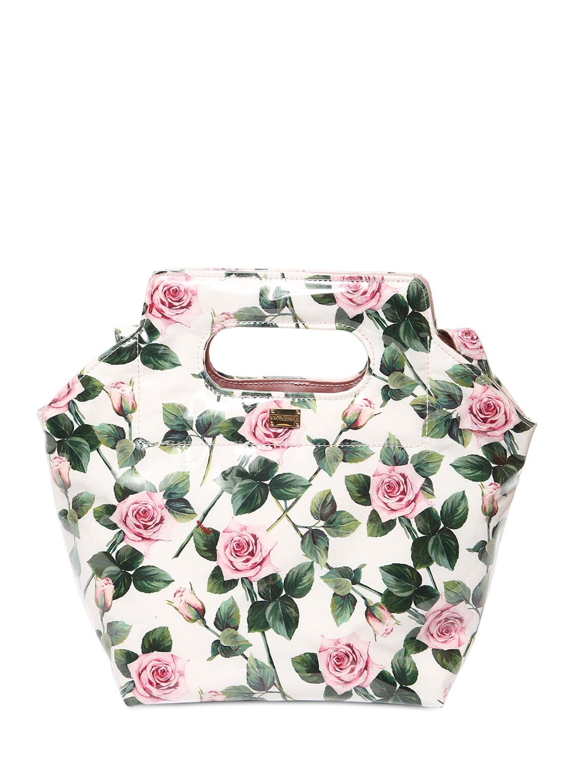 Dolce & Gabbana Kids' Rose Printed Poplin & Pvc Shoulder Bag In White