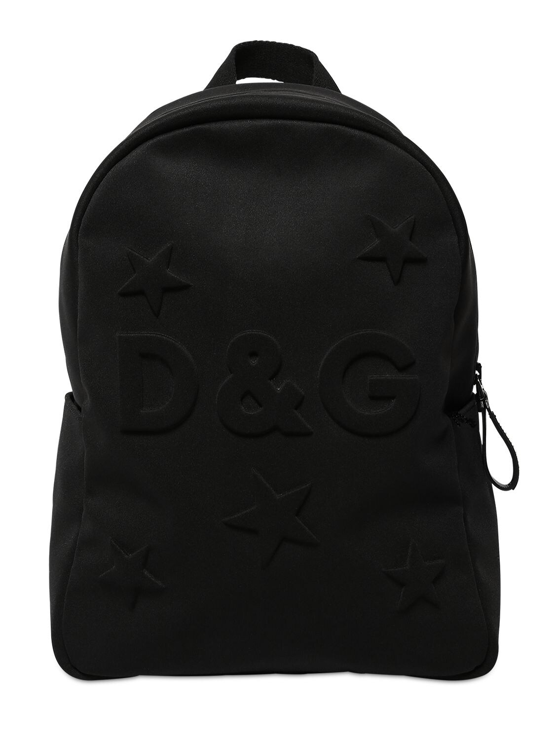 Dolce & Gabbana Kids' Logo压纹&星星氯丁橡胶双肩包 In Black