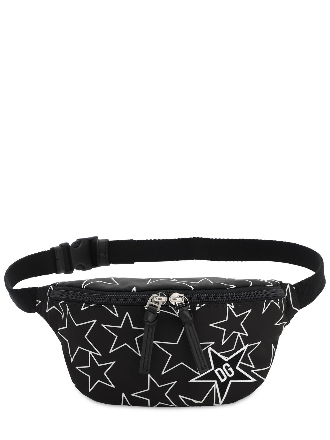 Dolce & Gabbana Kids' Star Printed Nylon Belt Bag In Black