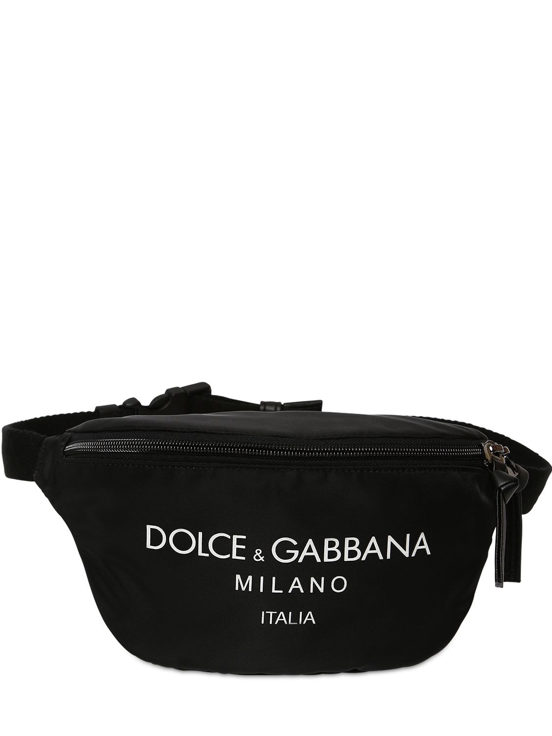 Dolce & Gabbana Kids' Logo印花尼龙腰包 In Black