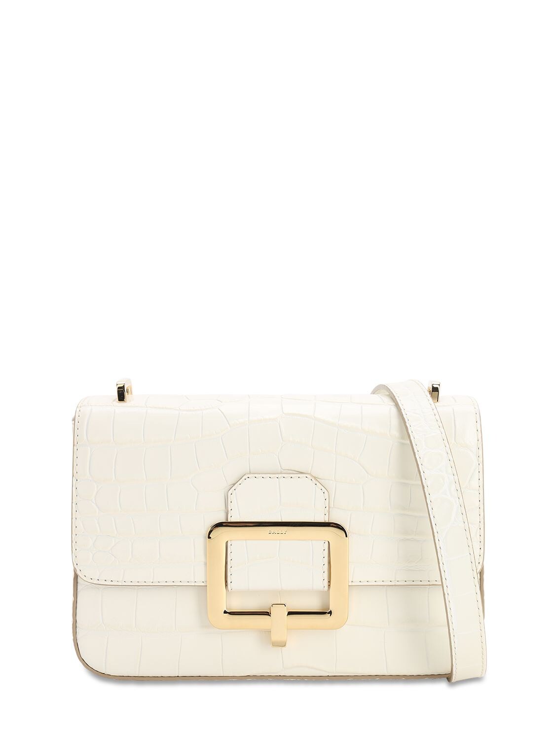 Bally Janelle Croc Embossed Leather Bag In Bone