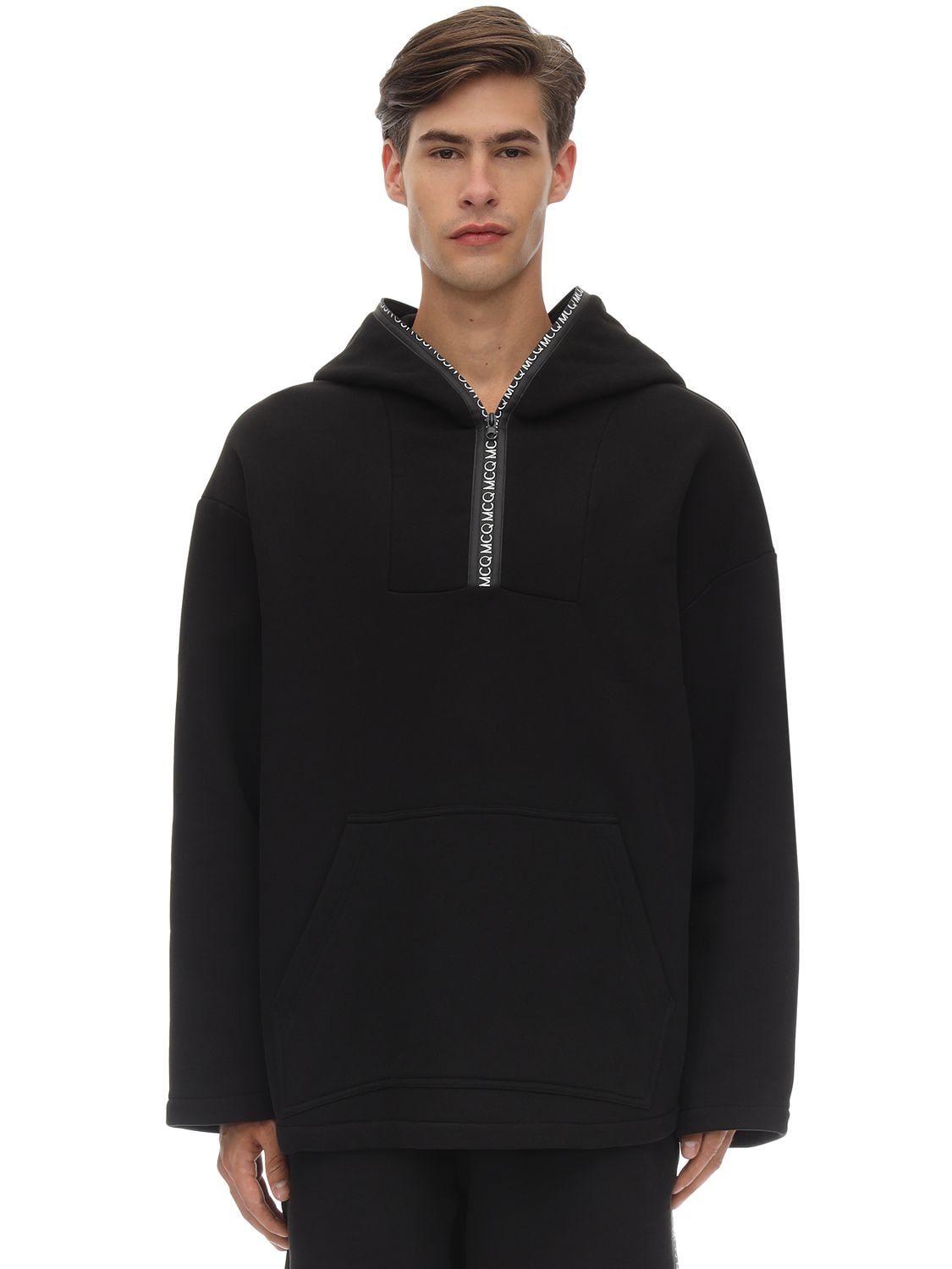 MCQ BY ALEXANDER MCQUEEN LOGO ZIP-UP COTTON HOODIE,71I7EY009-MTAWMA2