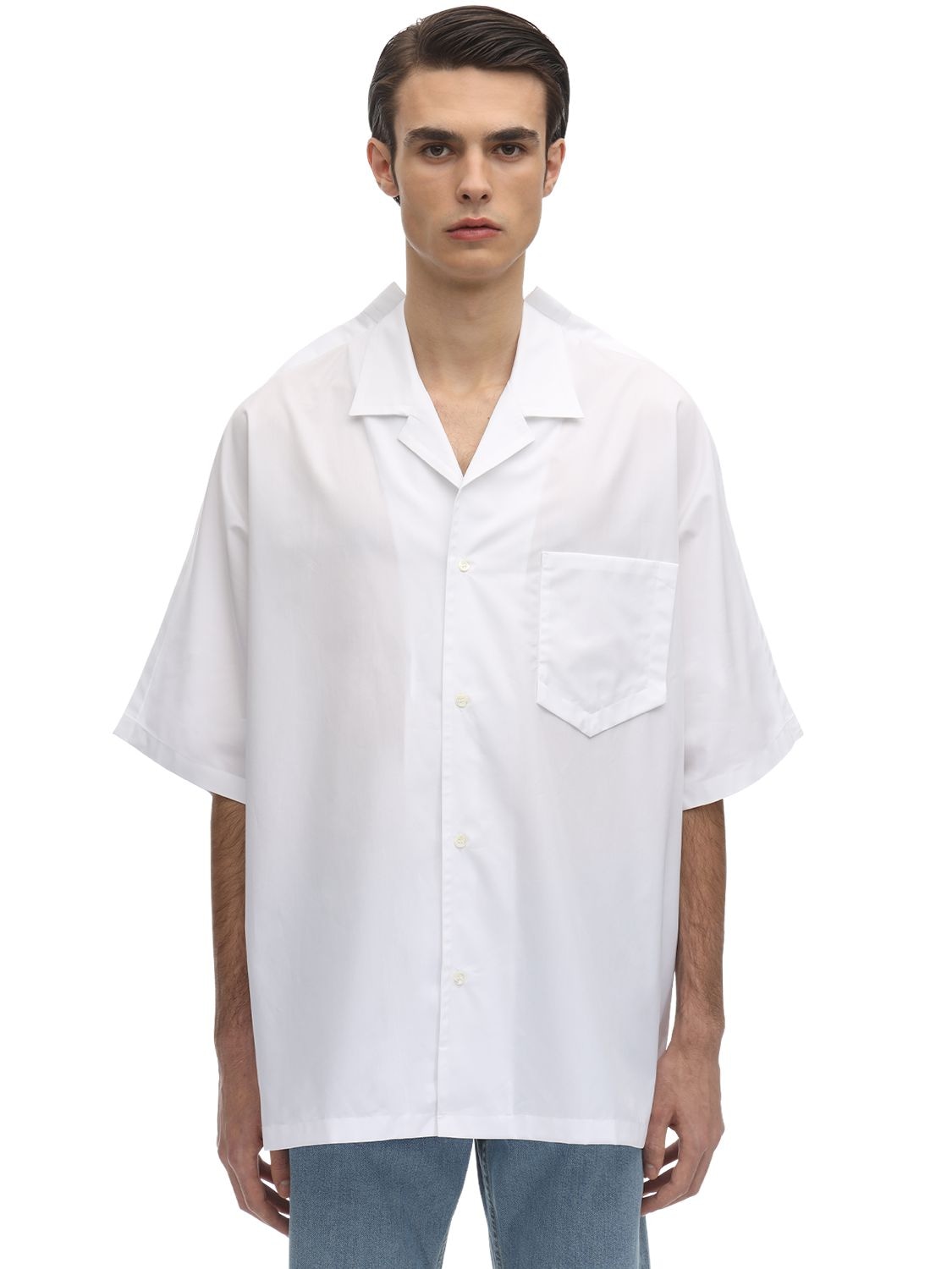 Maison Margiela Kimono S/s Cotton Shirt In White | ModeSens