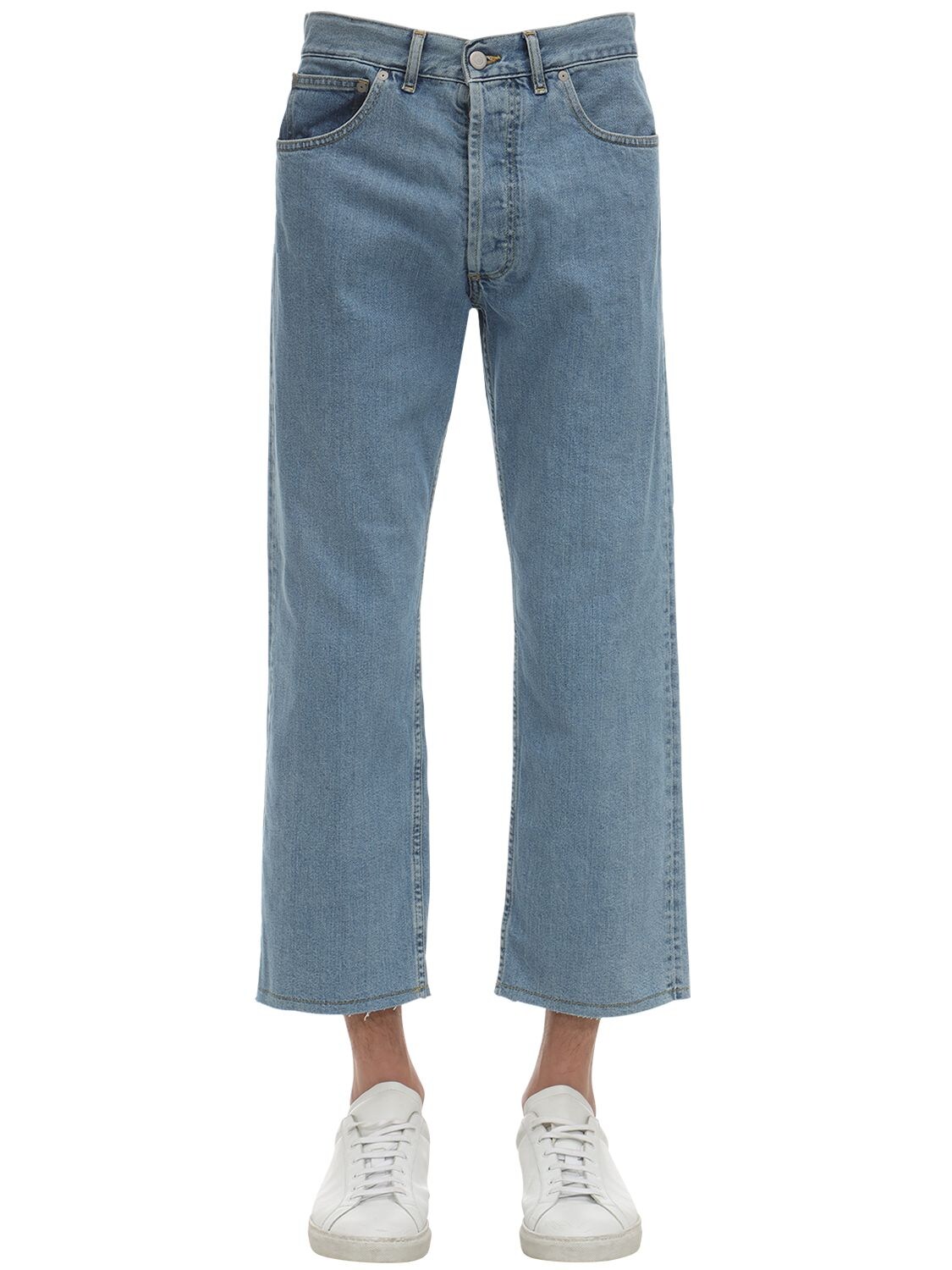 Maison Margiela Stone Washed & Bleached Denim Jeans In Blue