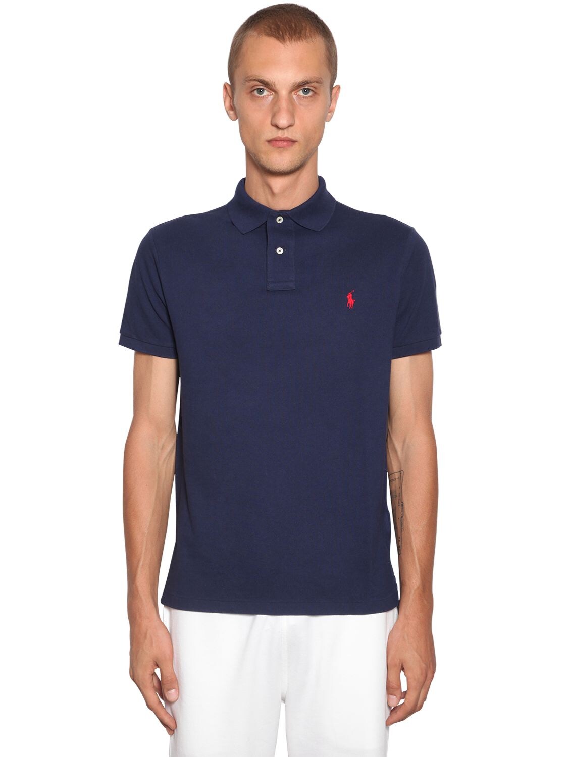 Polo Ralph Lauren Cotton Piquet Polo Shirt In Navy | ModeSens