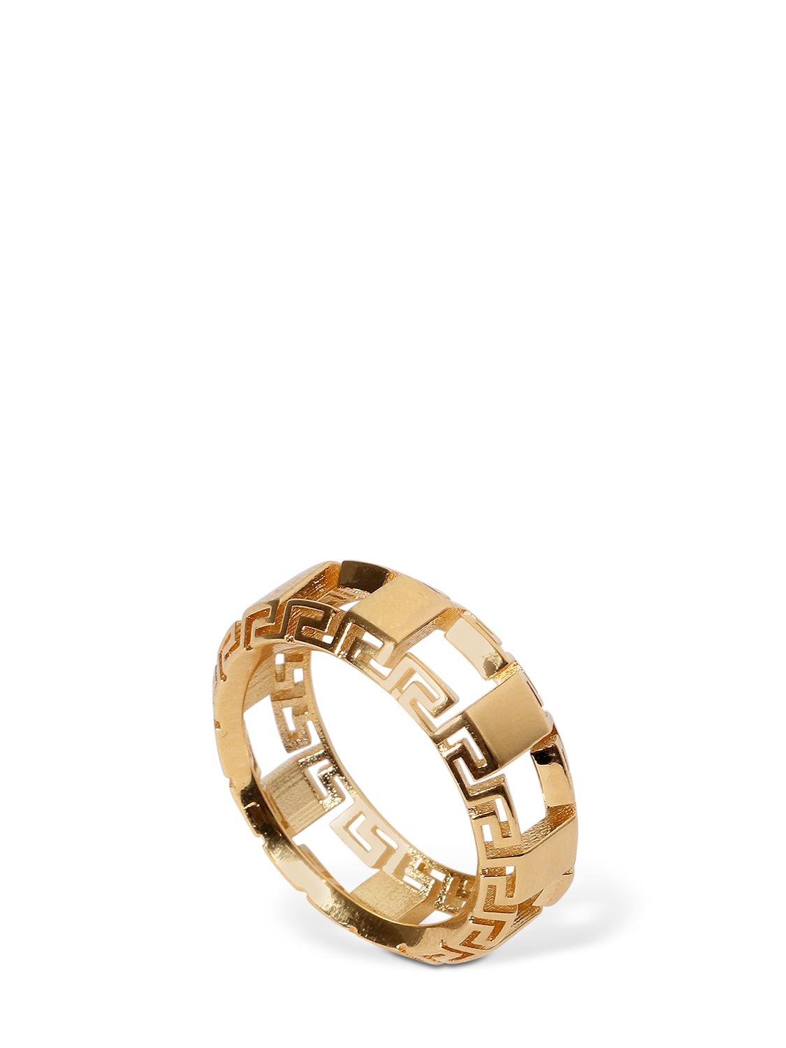 Versace Greek Motif Cutout Ring In Gold