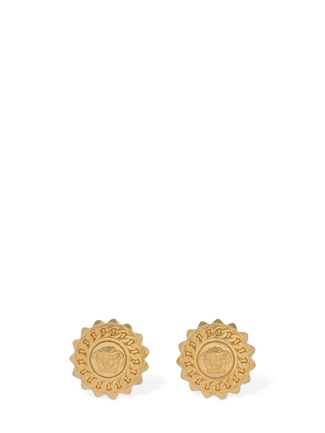 Versace Chained Medusa Stud Earrings In Gold