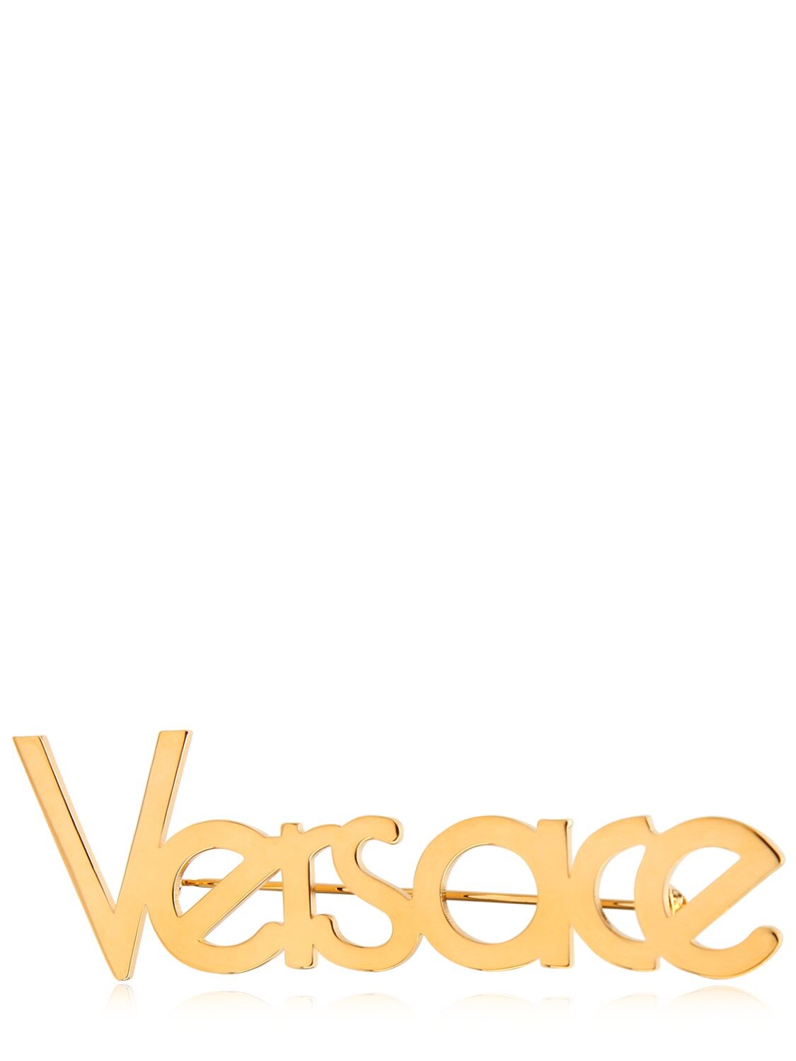 Versace Vintage Logo Lettering Brooch In Gold