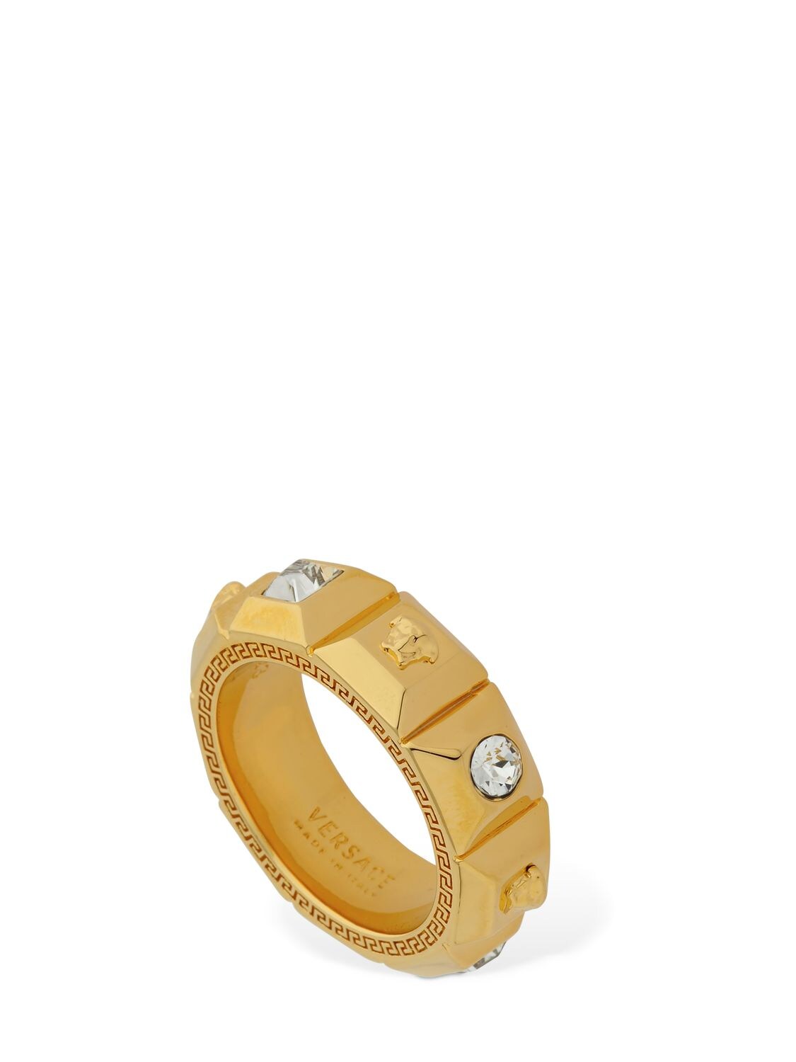 Versace Palazzo Fedina Ring W/ Crystals In Gold,crystal
