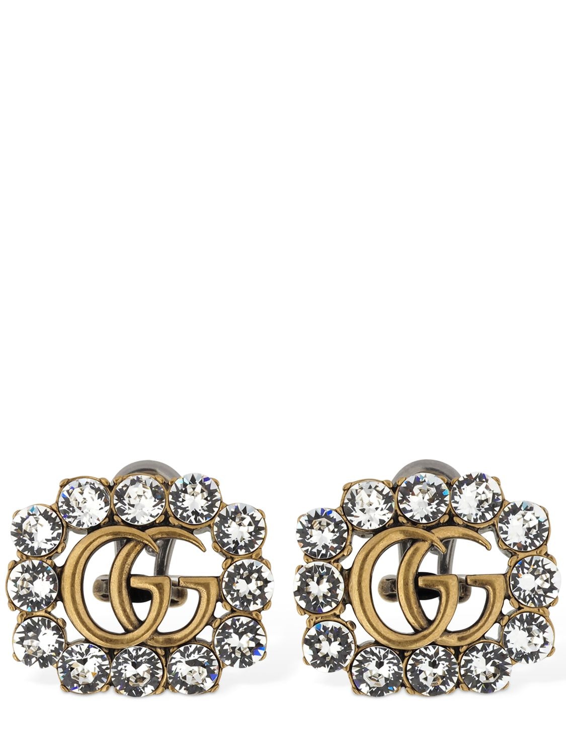 GUCCI GG MARMONT CRYSTAL CLIP-ON EARRINGS,71I80Y022-ODA2NG2