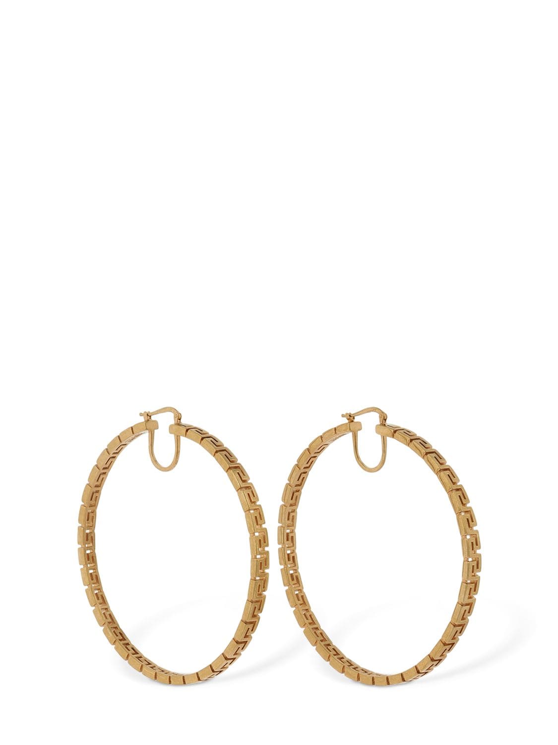 Versace Greek Motif Big Hoop Earrings In Gold