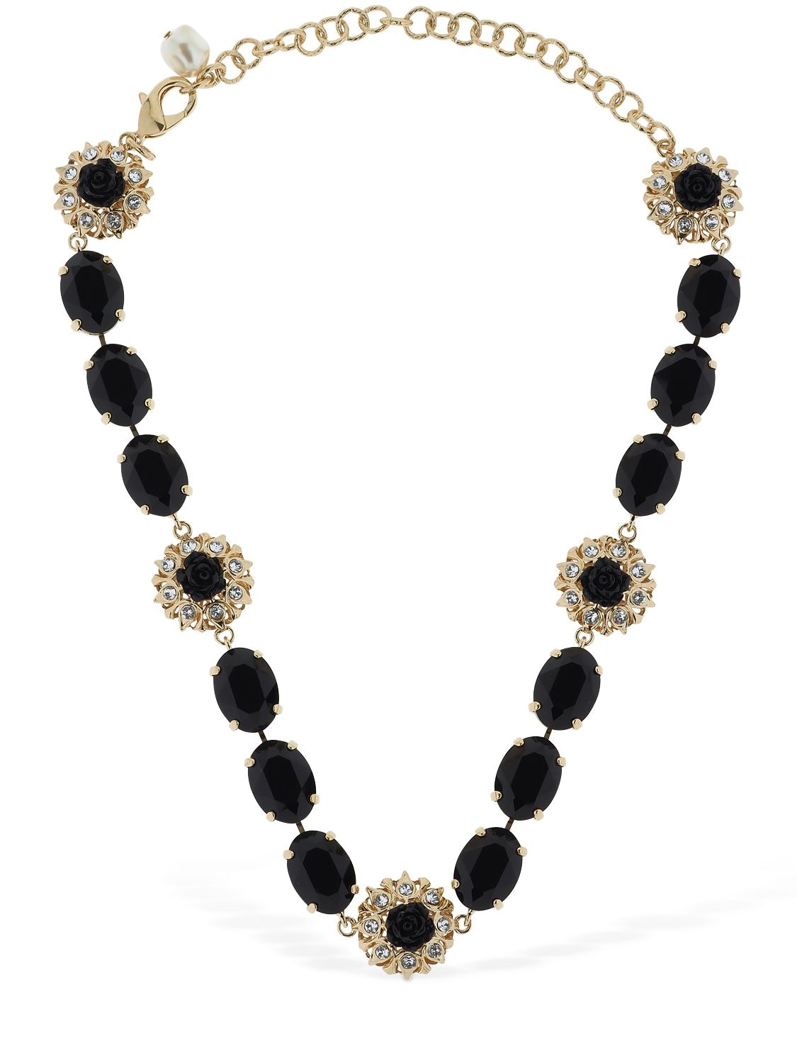 Dolce & Gabbana Black Roses Crystal Necklace