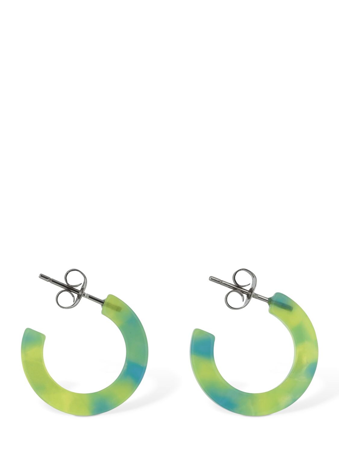 Aym Anais Small Acetate Hoop Earrings In Green