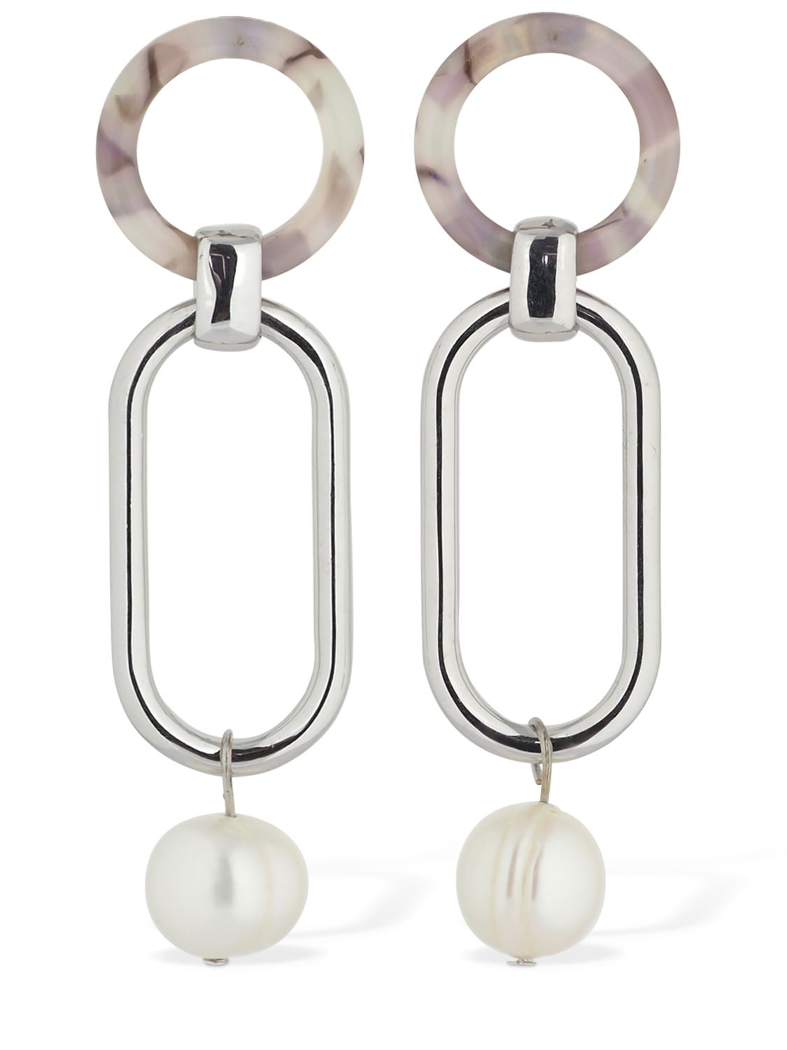 Aym Maggie Acetate & Pearl Earrings In Grey,silver