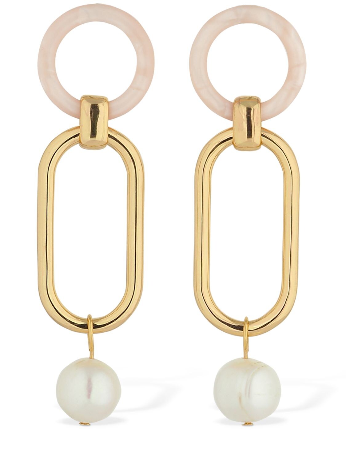 Aym Maggie Acetate & Pearl Earrings In Pink,gold