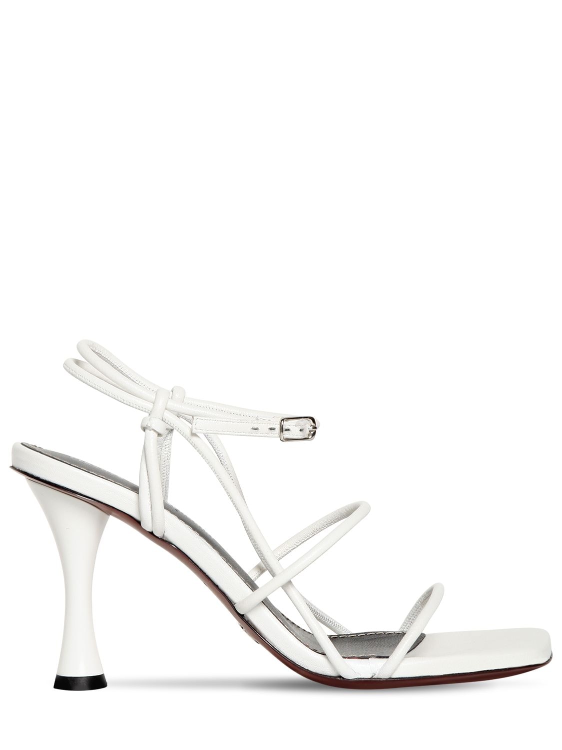 white leather strap sandals