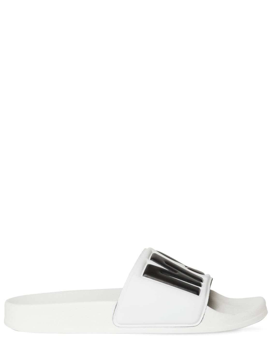 Msgm Logo-embossed Rubber Slides In White