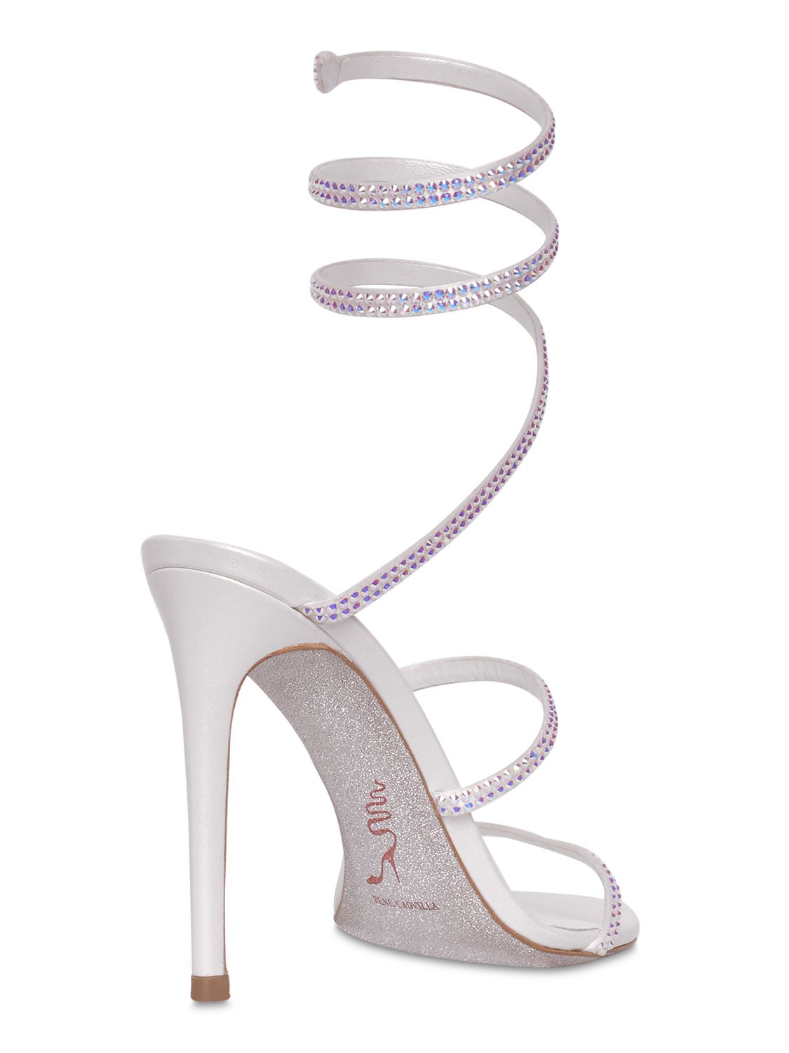 RenÃ© Caovilla 105mm Snake Embellished Satin Sandals In White | ModeSens