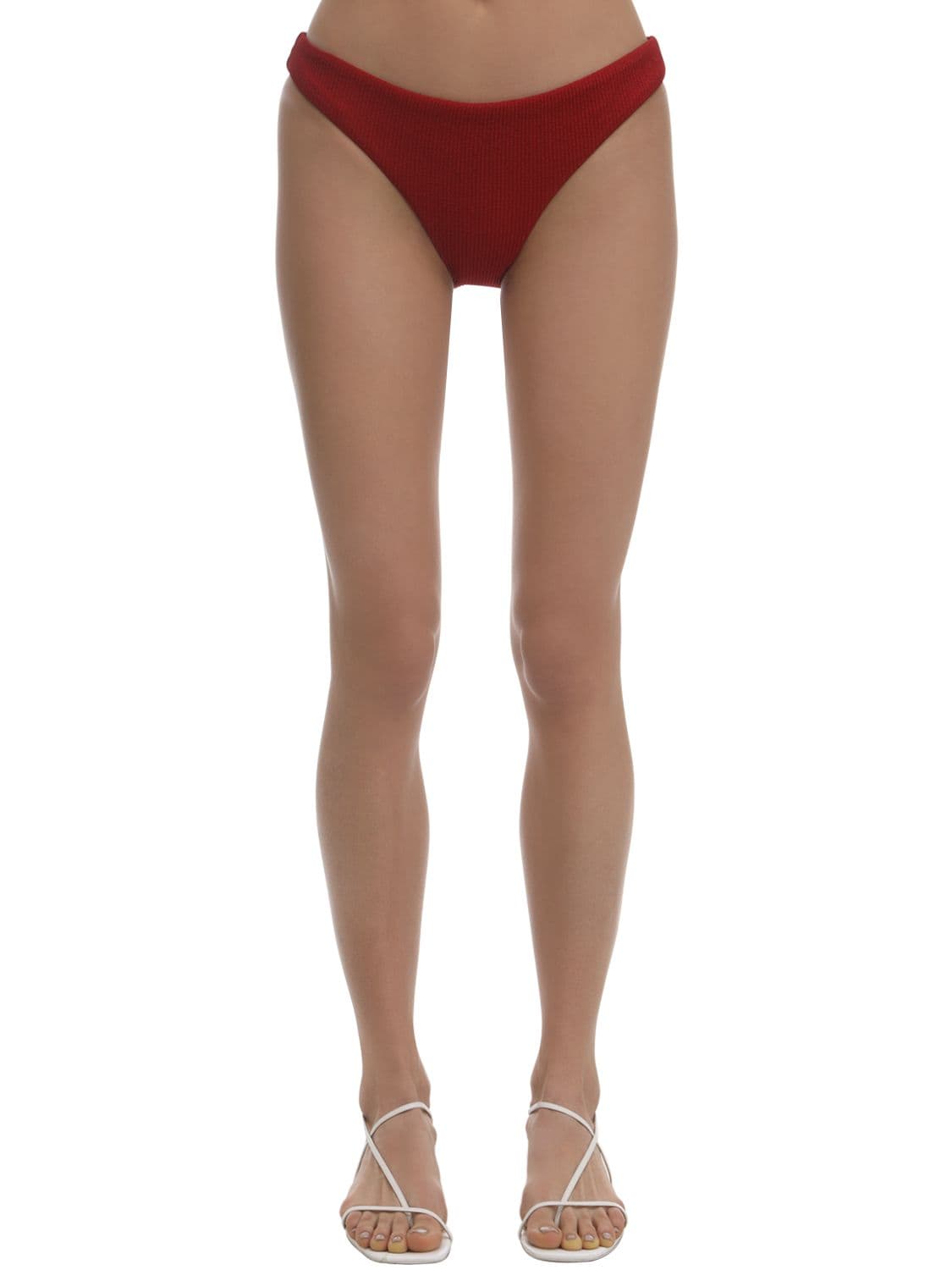 Self-portrait Seersucker Bikini Bottoms In Red