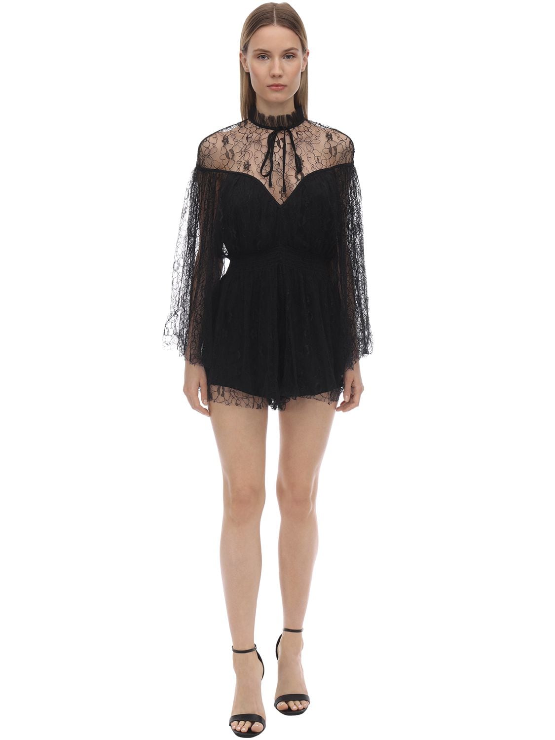Alice Mccall Ruffled Lace Mini Dress In Black | ModeSens