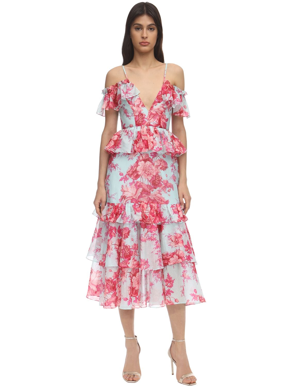 Alice Mccall Printed Cotton Voile Midi Dress In Light Blue,pink