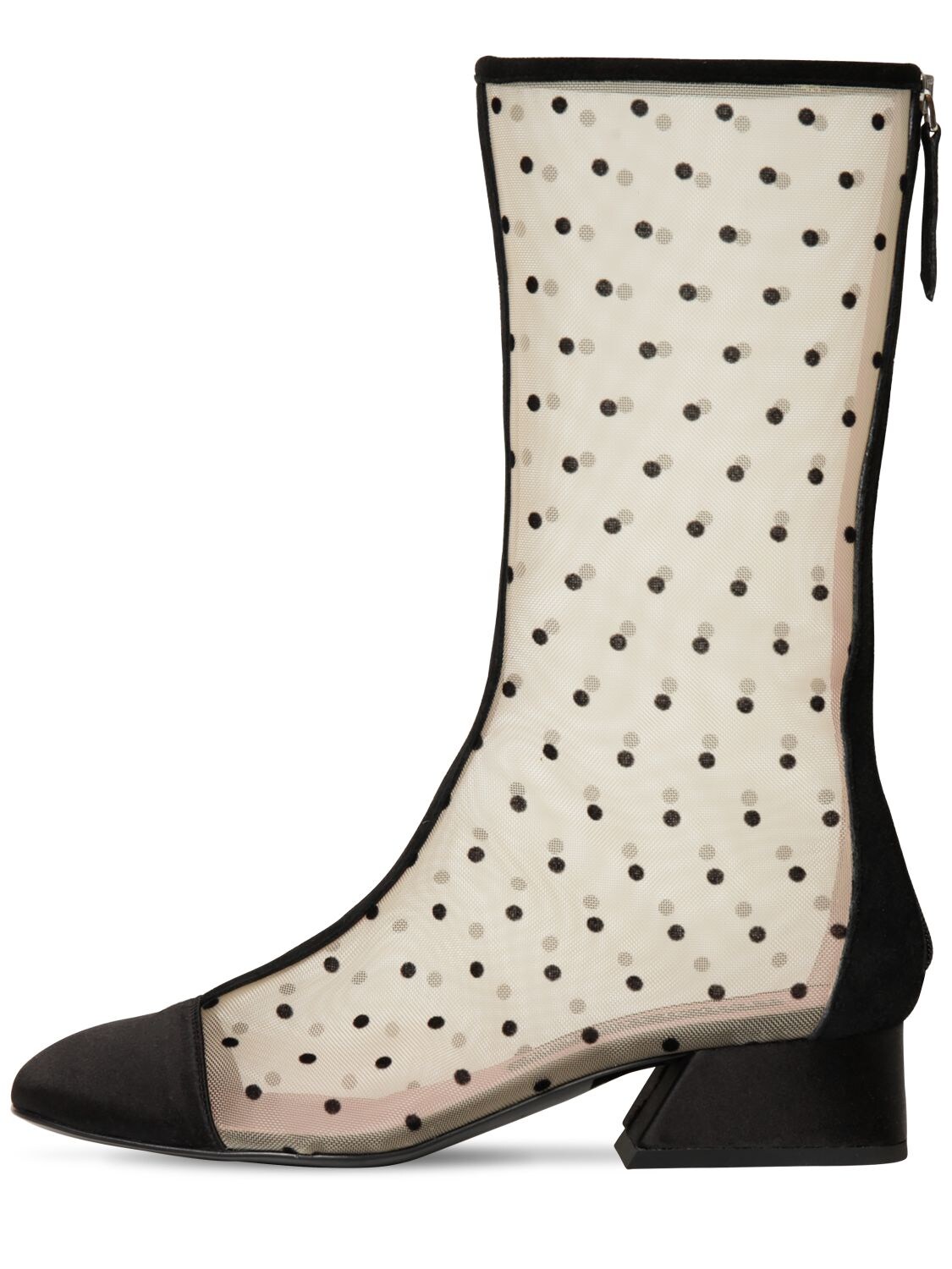 Les Petits Joueurs 35mm Mesh & Suede Boots In Black,nude