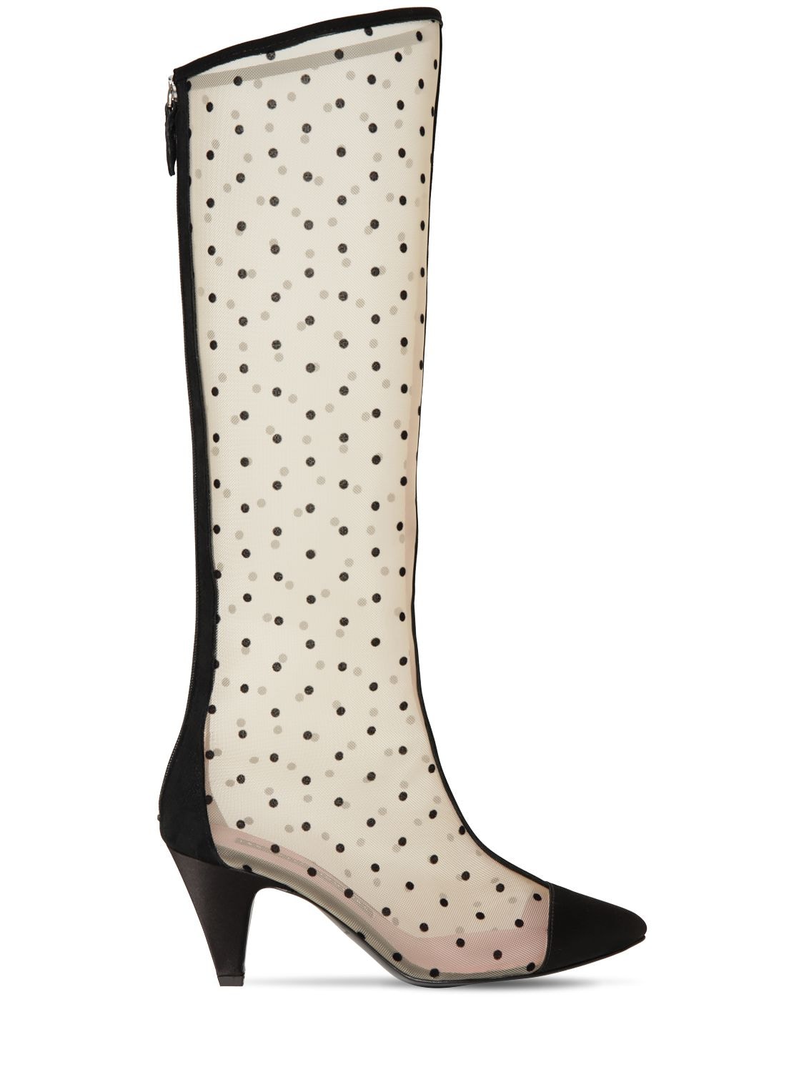 Les Petits Joueurs 70mm Mesh & Suede High Boots In Black,nude