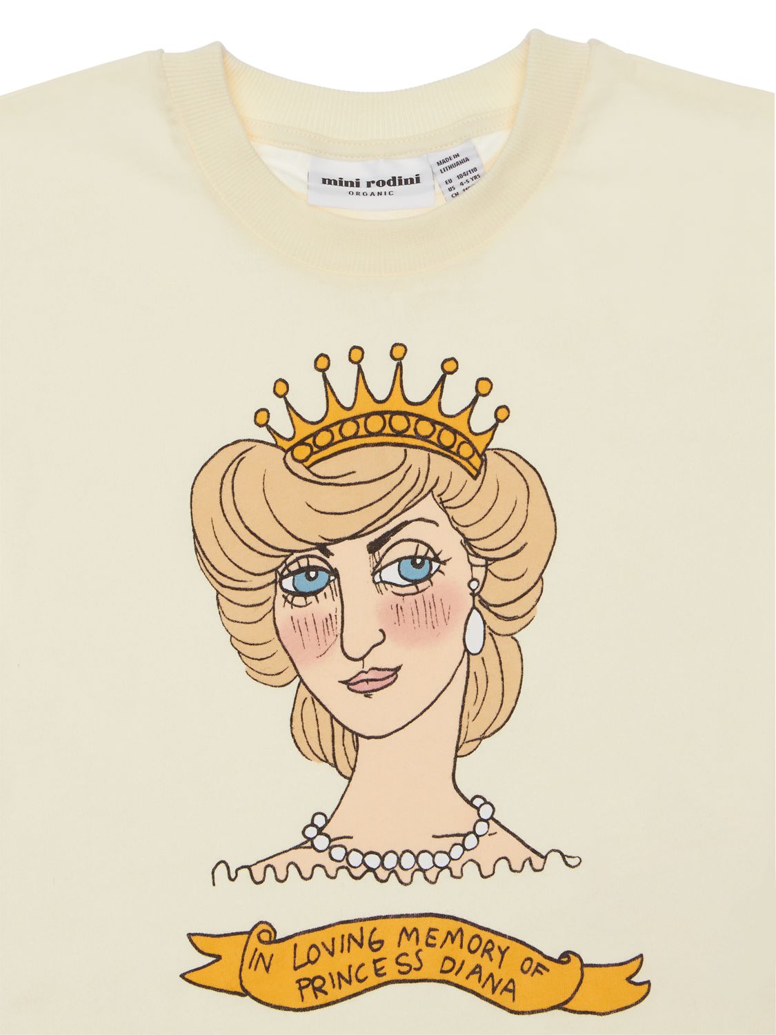 MINI RODINI LADY DIANA PRINT ORGANIC COTTON T-SHIRT