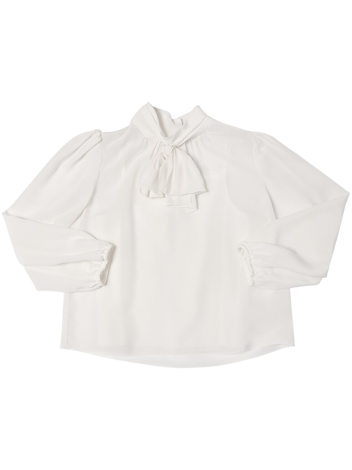 Dolce & Gabbana Kids' Silk Crepe De Chine Shirt W/ Bow In White