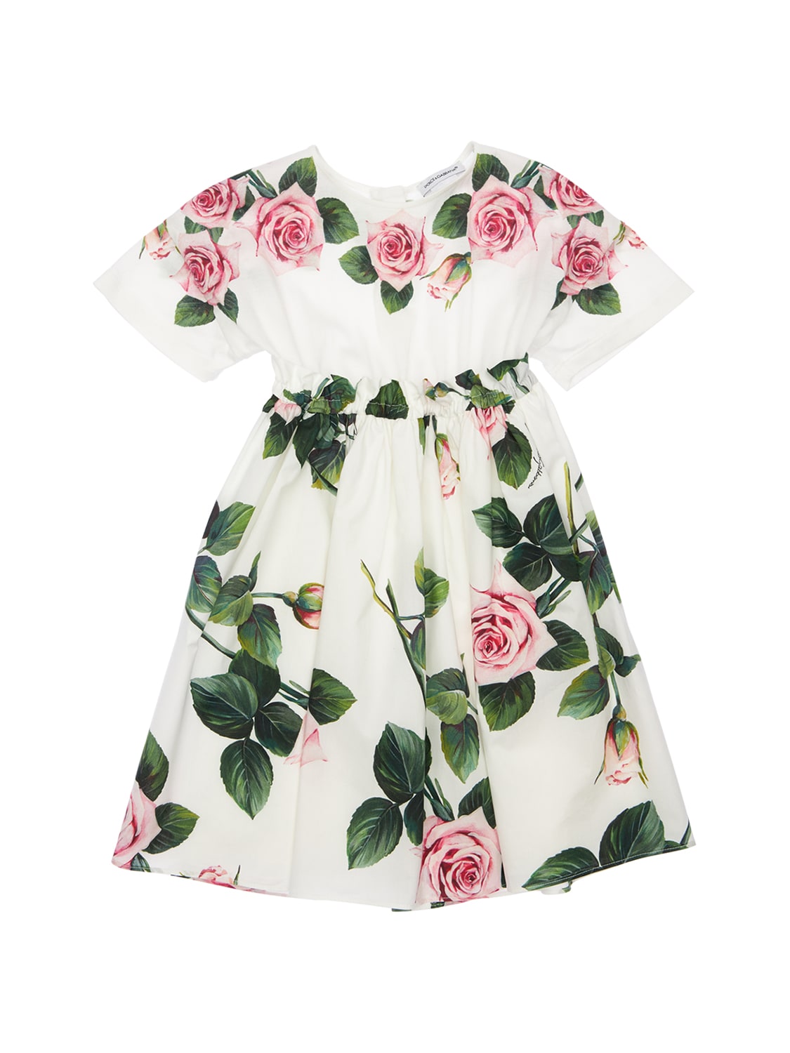 Dolce & Gabbana Kids' Girl's Rose Print Combo Knit Top Dress, Size 8-12 In White