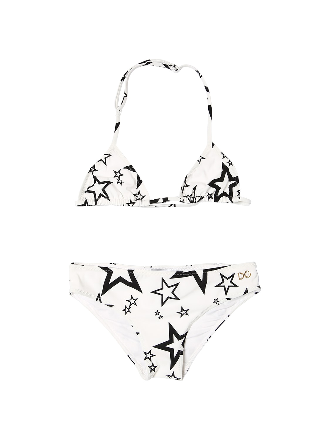 Dolce & Gabbana Kids' Star Print Lycra Bikini In White,black