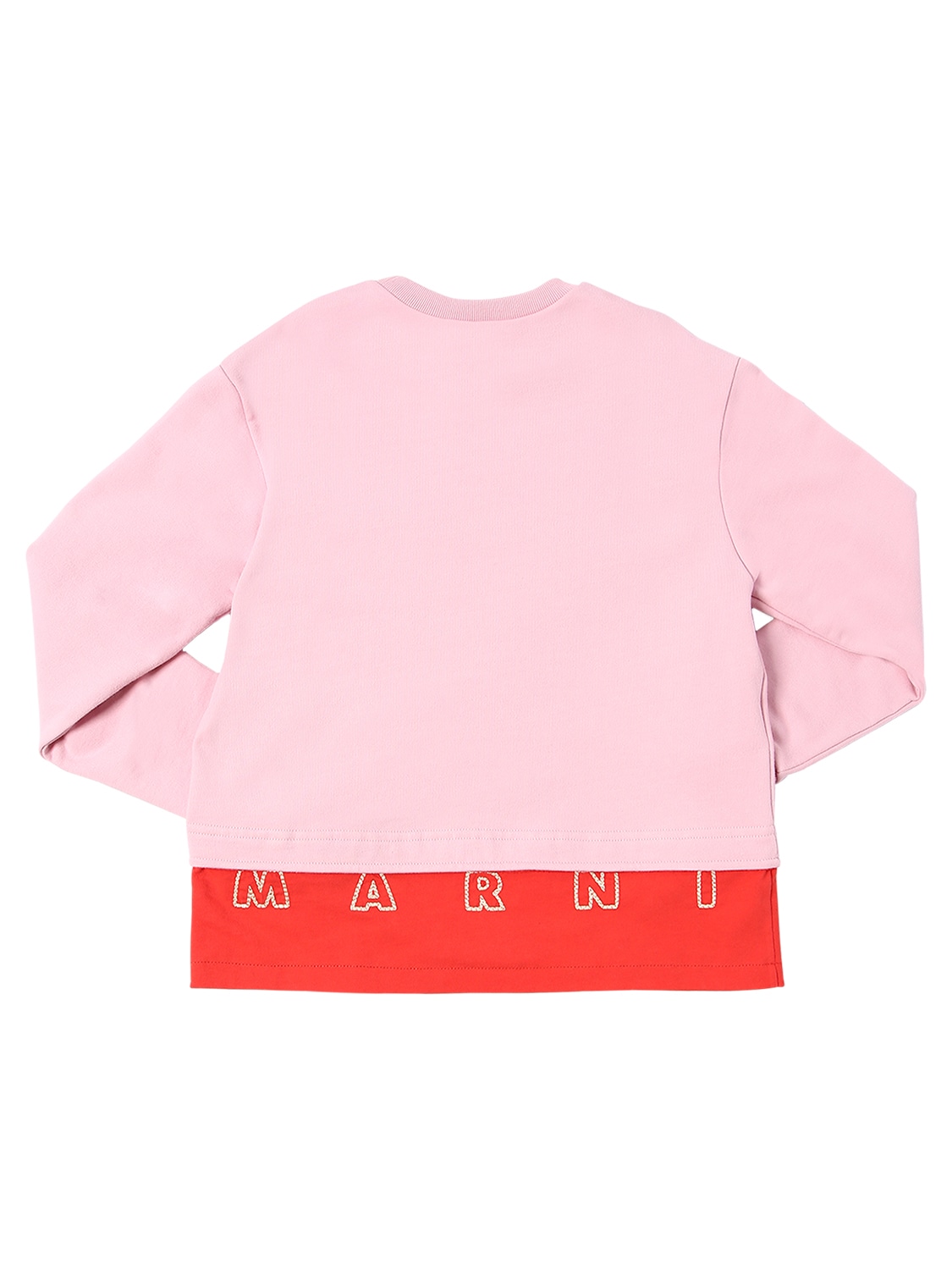 Marni Junior Kids' Cotton Sweatshirt W/ Embroidered Logo In Pink,red