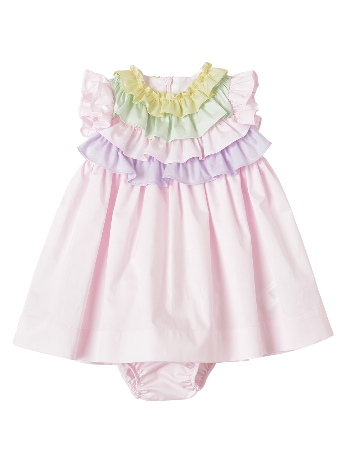 Il Gufo Babies' Stretch Poplin Dress & Diaper Cover In Pink