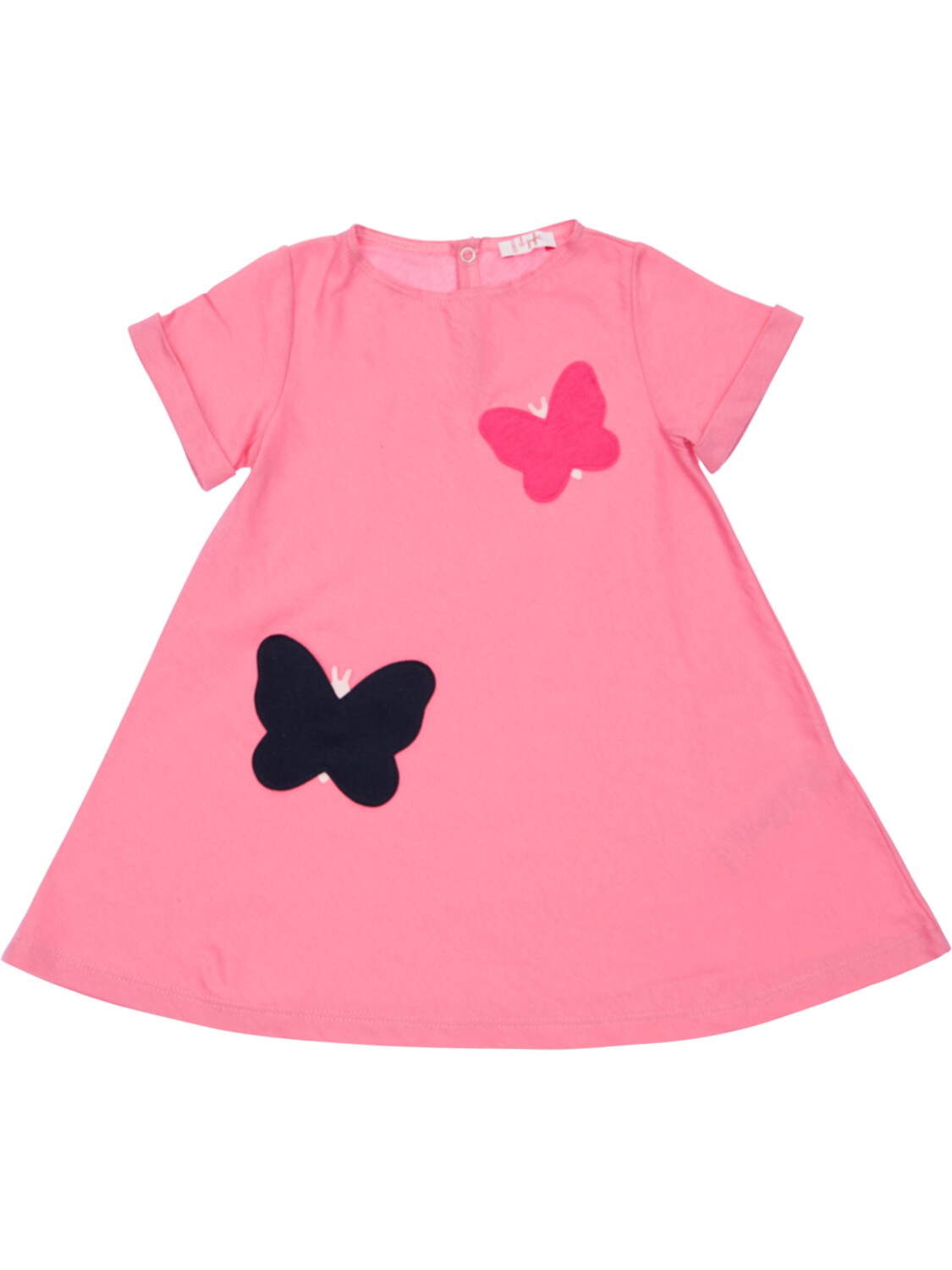 Il Gufo Babies' Butterflies Cotton Jersey Dress In Fuchsia