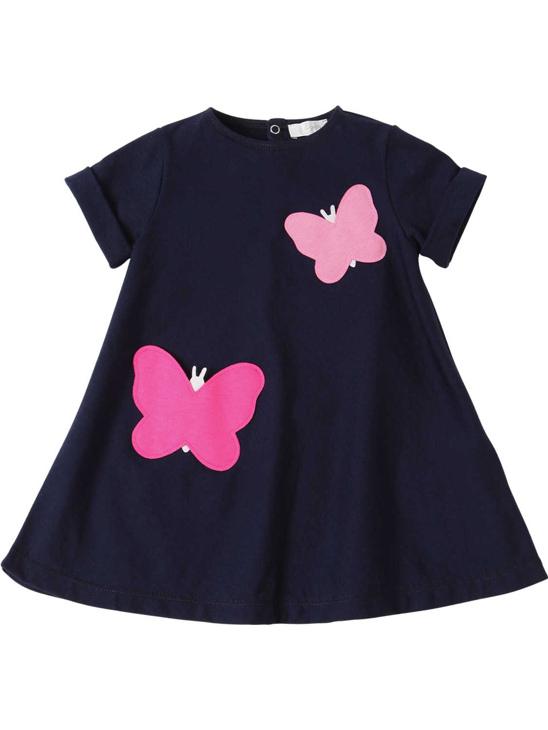 Il Gufo Babies' Butterflies Cotton Jersey Dress In Navy