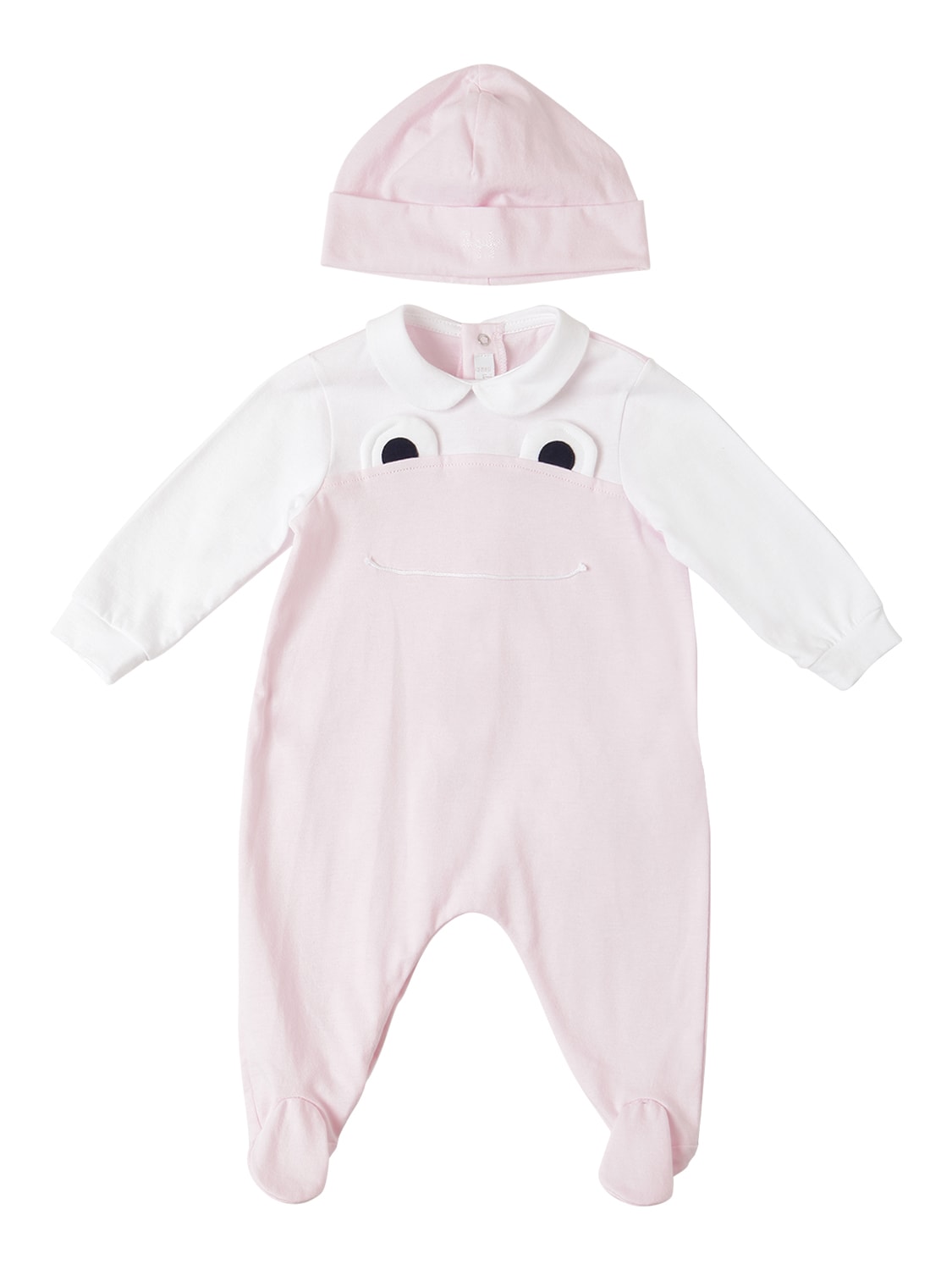 Il Gufo Babies' Cotton Jersey Romper & Hat In Pink