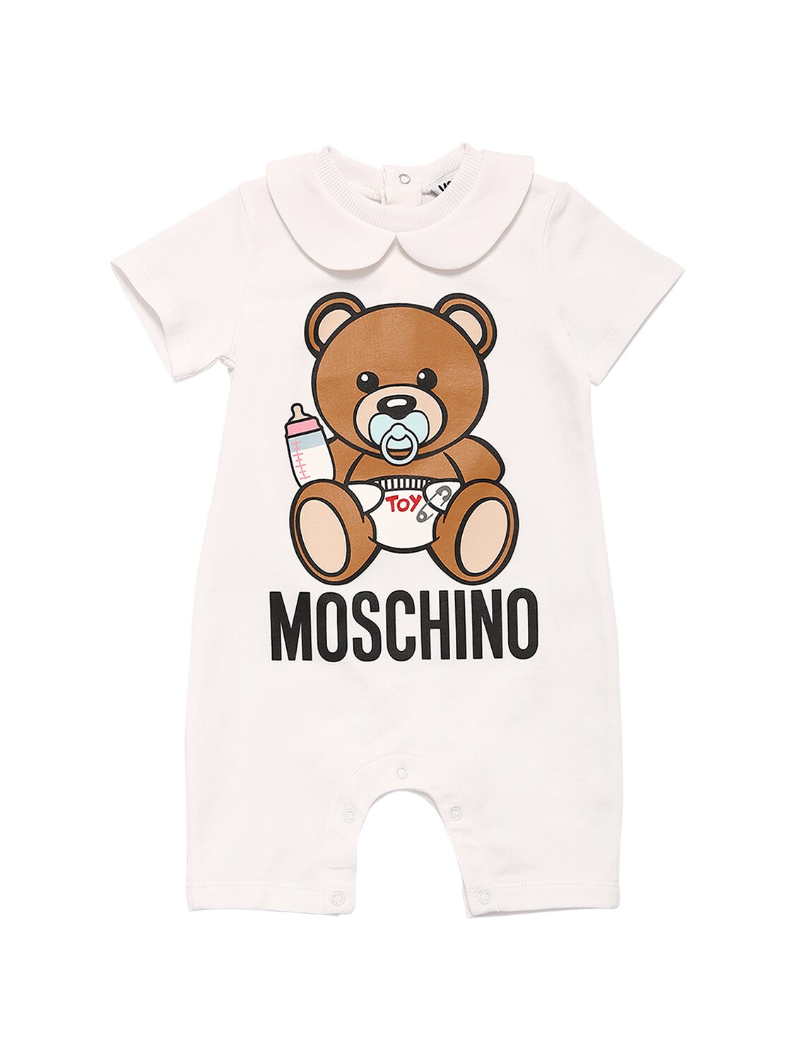 Moschino - 토이 프린트 코튼 인터록 롬퍼 - 화이트 | Luisaviaroma