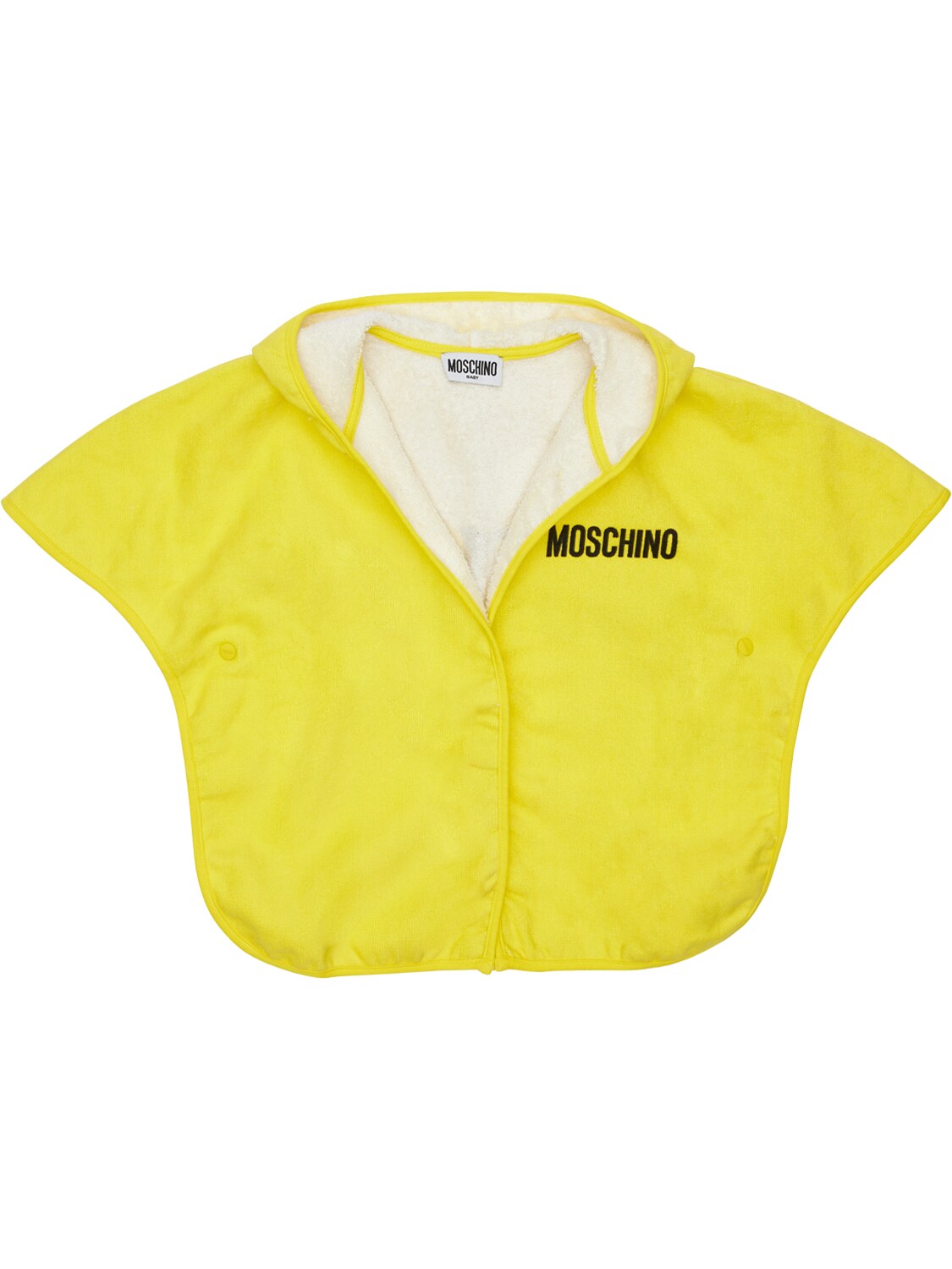 Moschino Kids' Logo Print Hooded Terrycloth Towel In Yellow