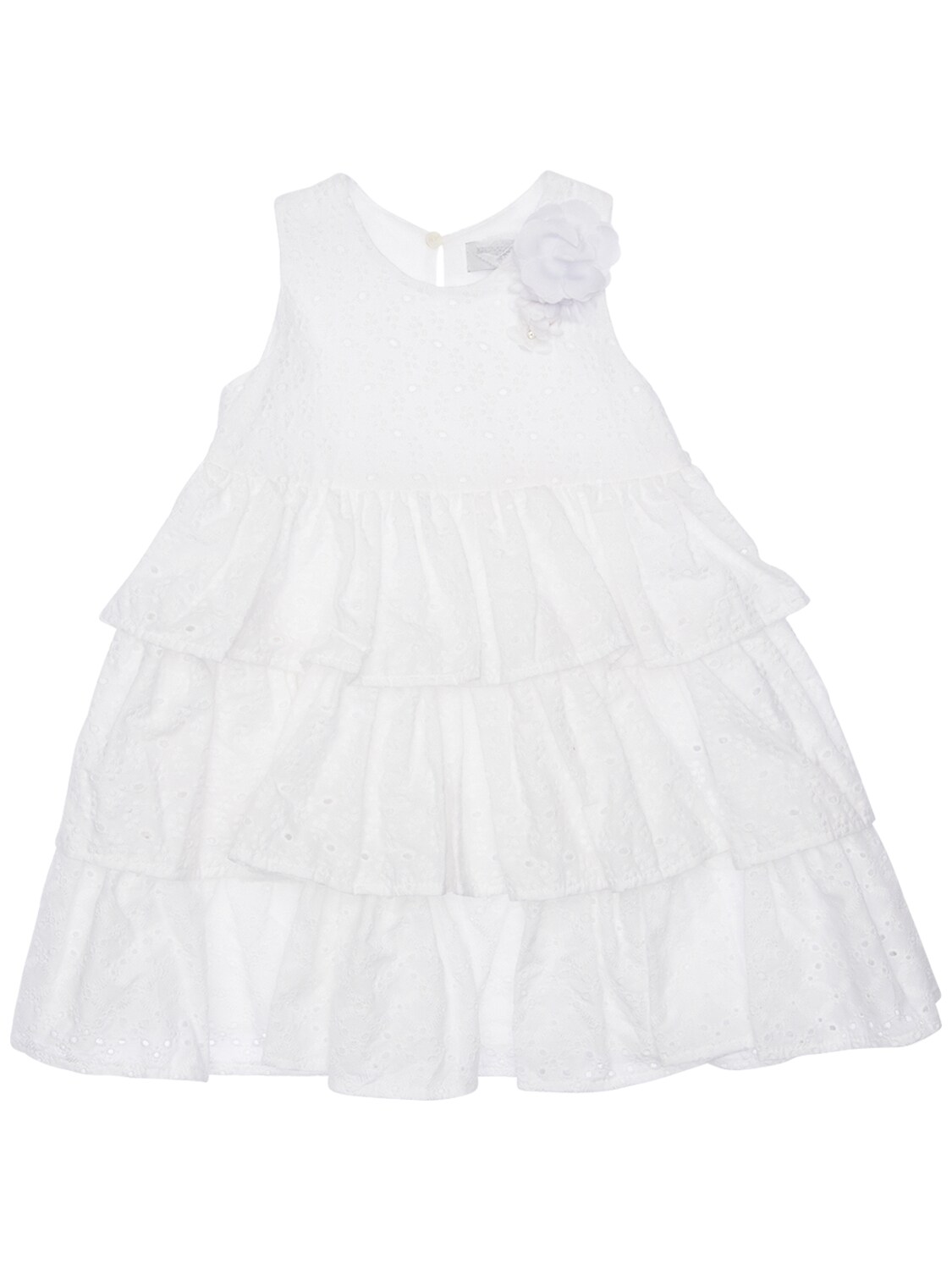 Monnalisa Kids' Eyelet Lace Dress In White