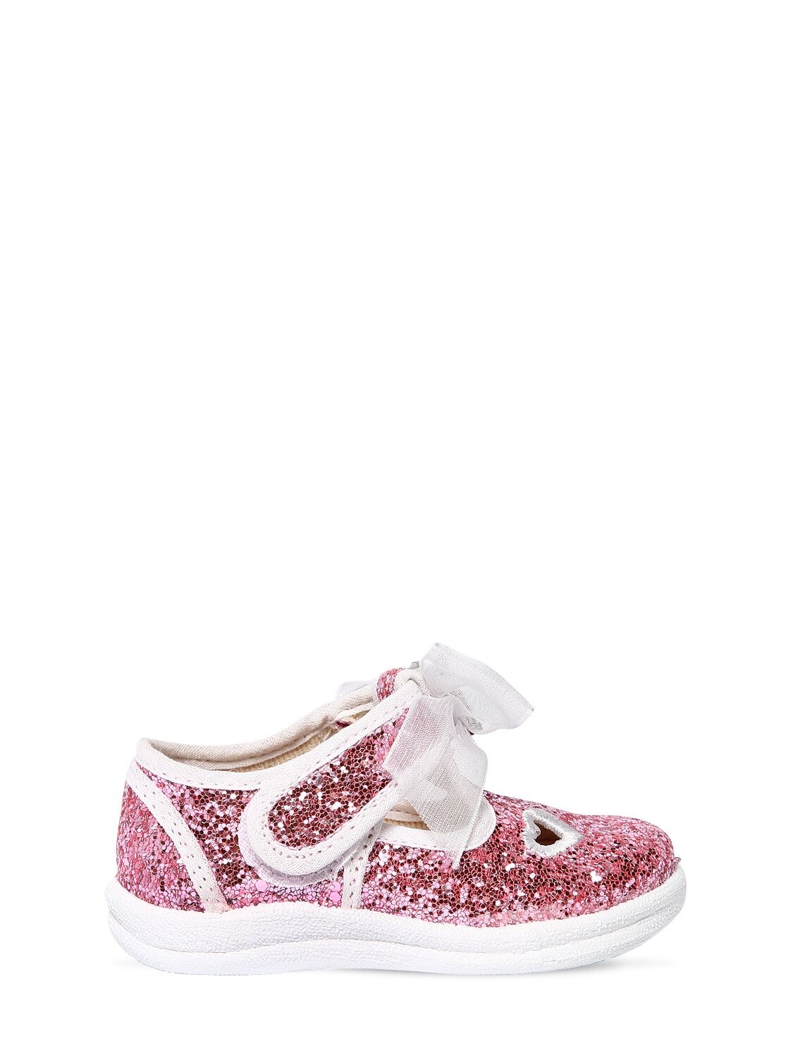 MONNALISA GLITTERED CANVAS SNEAKERS,71I90A039-RZA5MA2