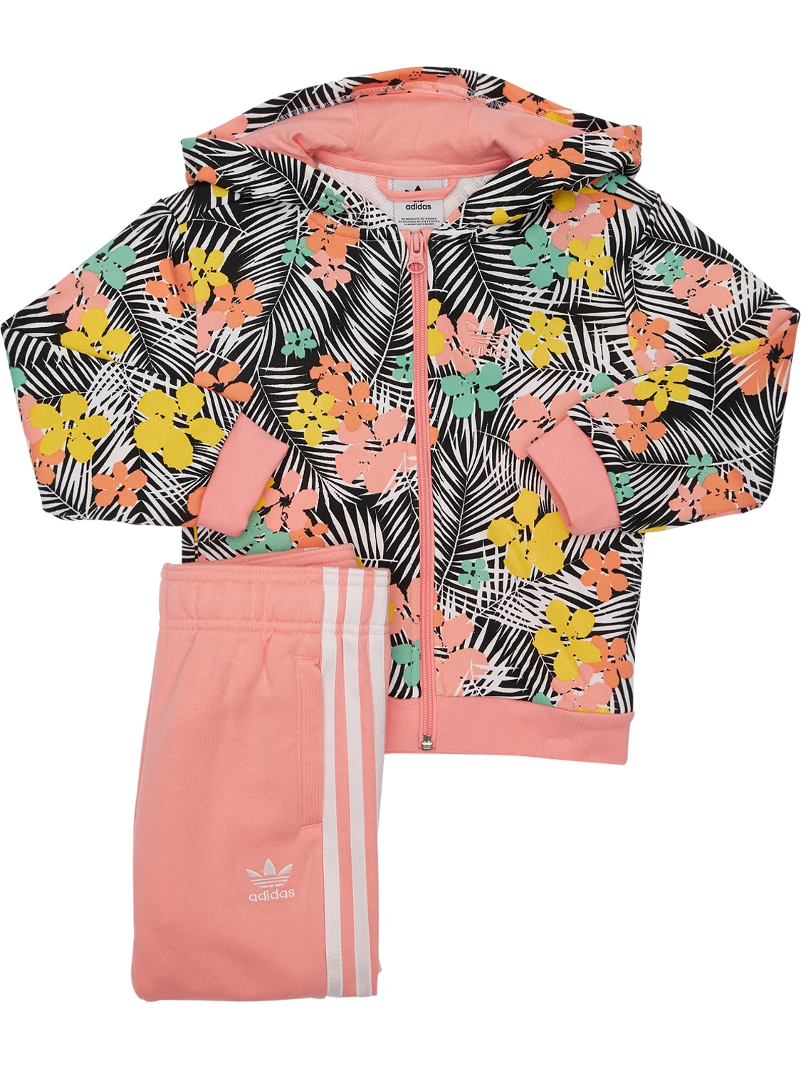 Adidas Originals All Over Print Sweatshirt & Sweatpants In Pink,multi