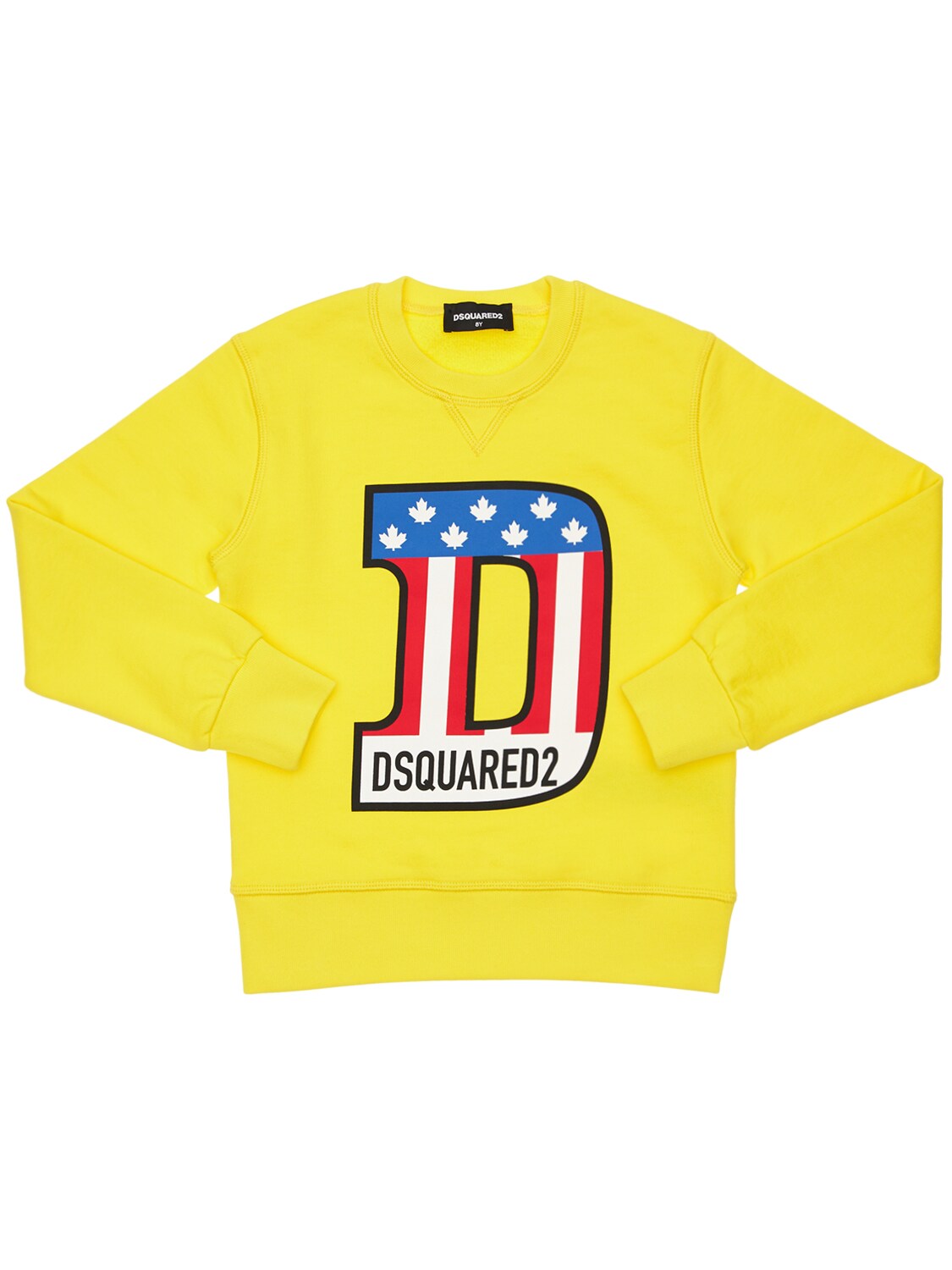 Dsquared2 Kids' Printed Cotton Sweatshirt In Yellow