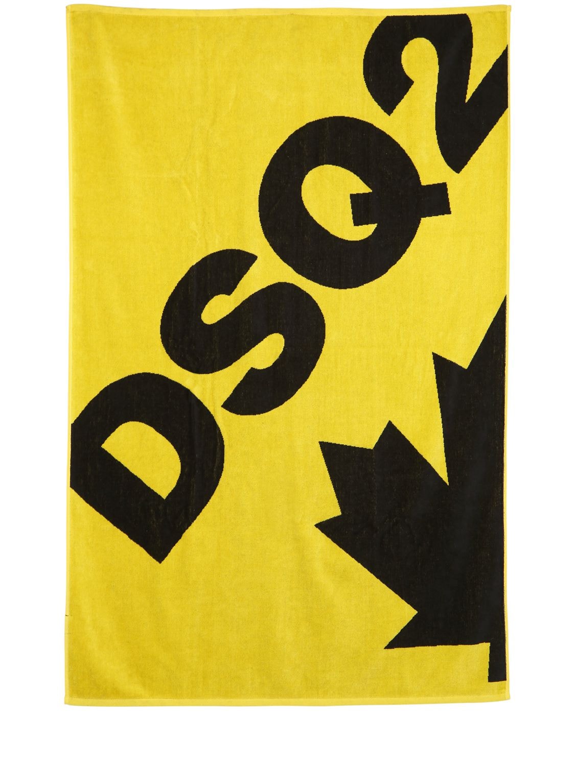 Dsquared2 Logo Printed Cotton Terry Beach Towel In Yellow