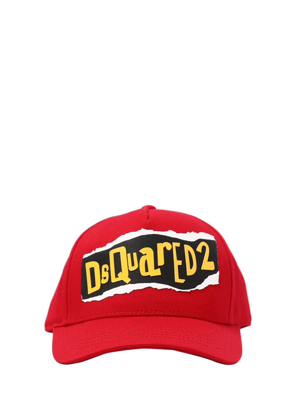 Dsquared2 Kids' Rubber Logo Gabardine Baseball Hat In Red