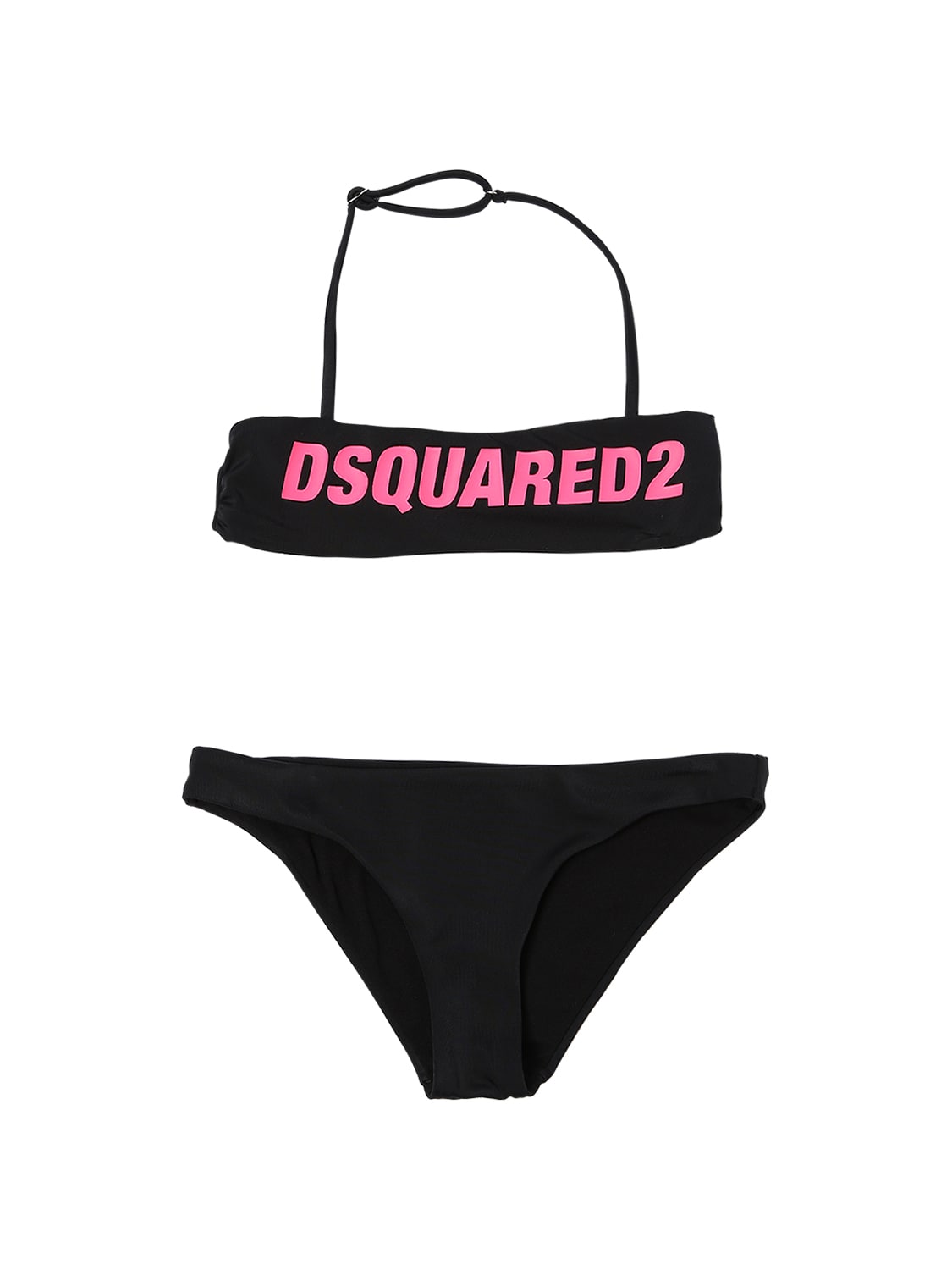 Dsquared2 Kids' Logo Print Lycra Bikini In Black