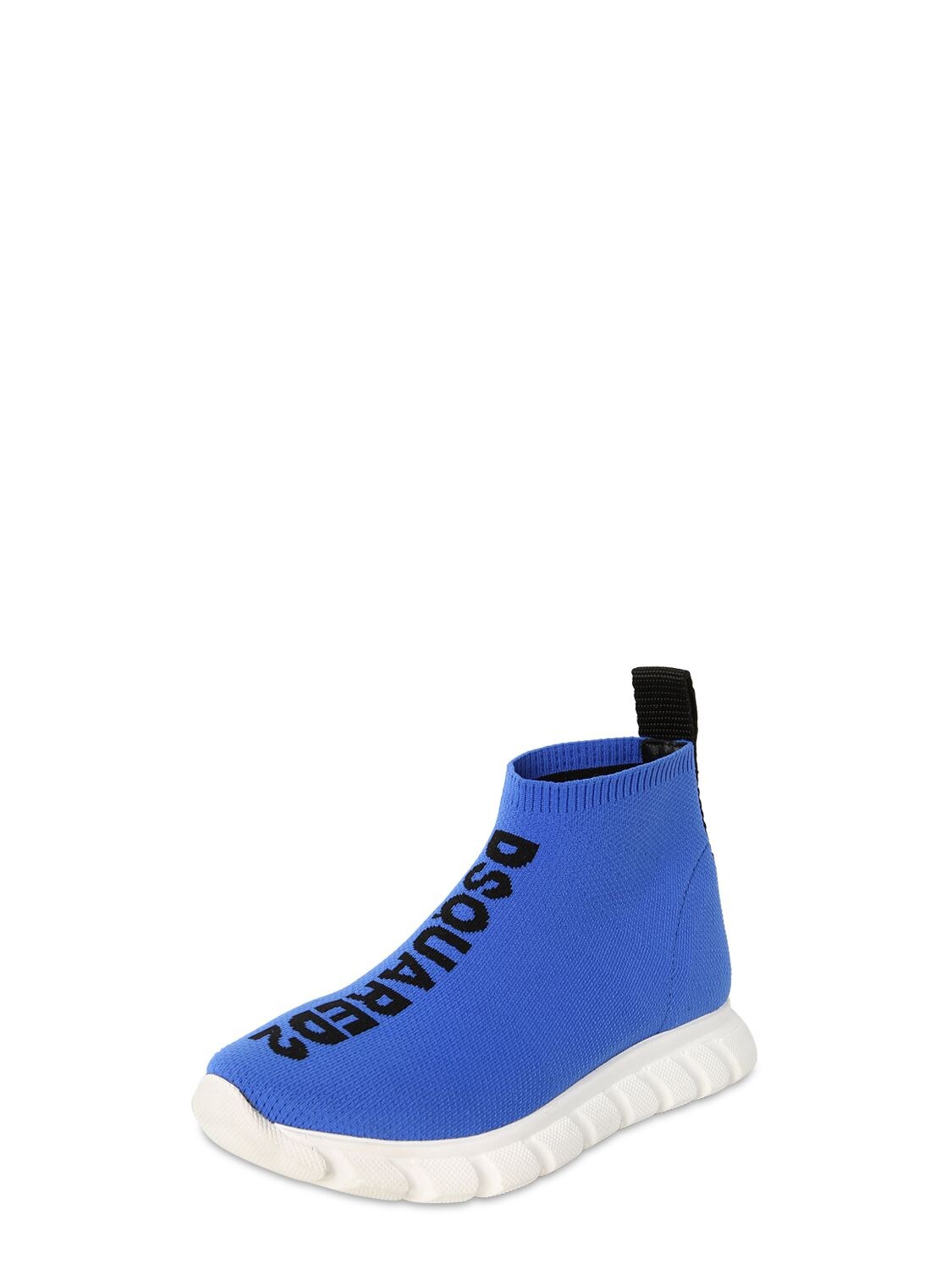 Dsquared2 Kids' Slip-on Knit Sock Sneakers In Blue